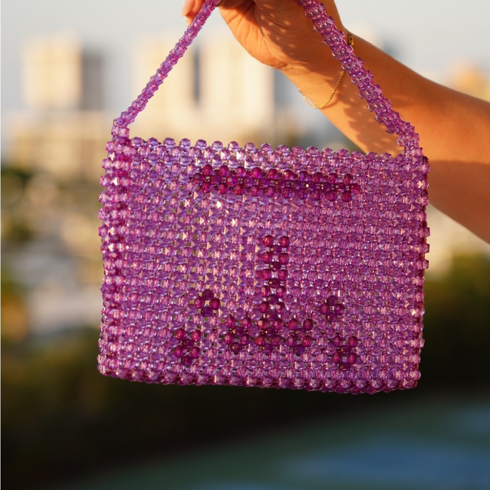 Purple Beaded Handbag - Picture 4 of 5